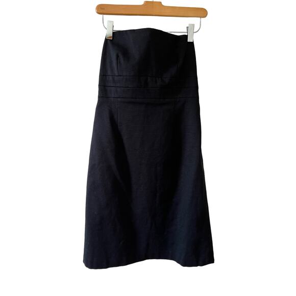 Banana Republic Strapless Textured Cotton Dress Black 6 - Picture 1 of 5